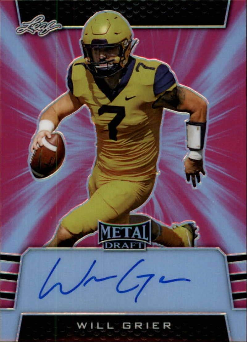 2019 Leaf Metal Draft Autograph Pink Football #BA-WG1 Will Grier SER20 West Virginia Mountaineers ON CARD Rookie RC AUTO Licensed Trading Card