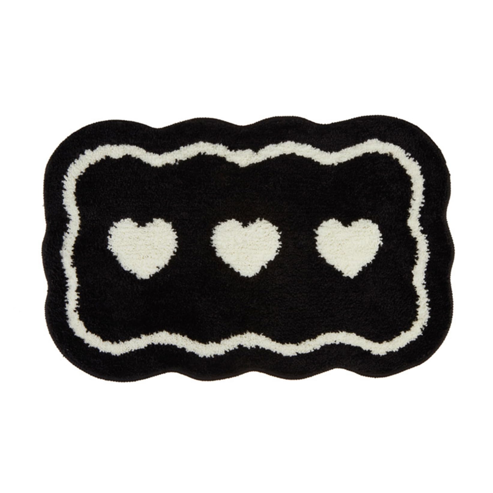 Alfombra de baño en blanco y negro, alfombra de baño absorbente de 15.8x47.2 pulgadas con borde festoneado, alfombrilla de lavable con respaldo contra el deslizamiento para alfombras en blanco y