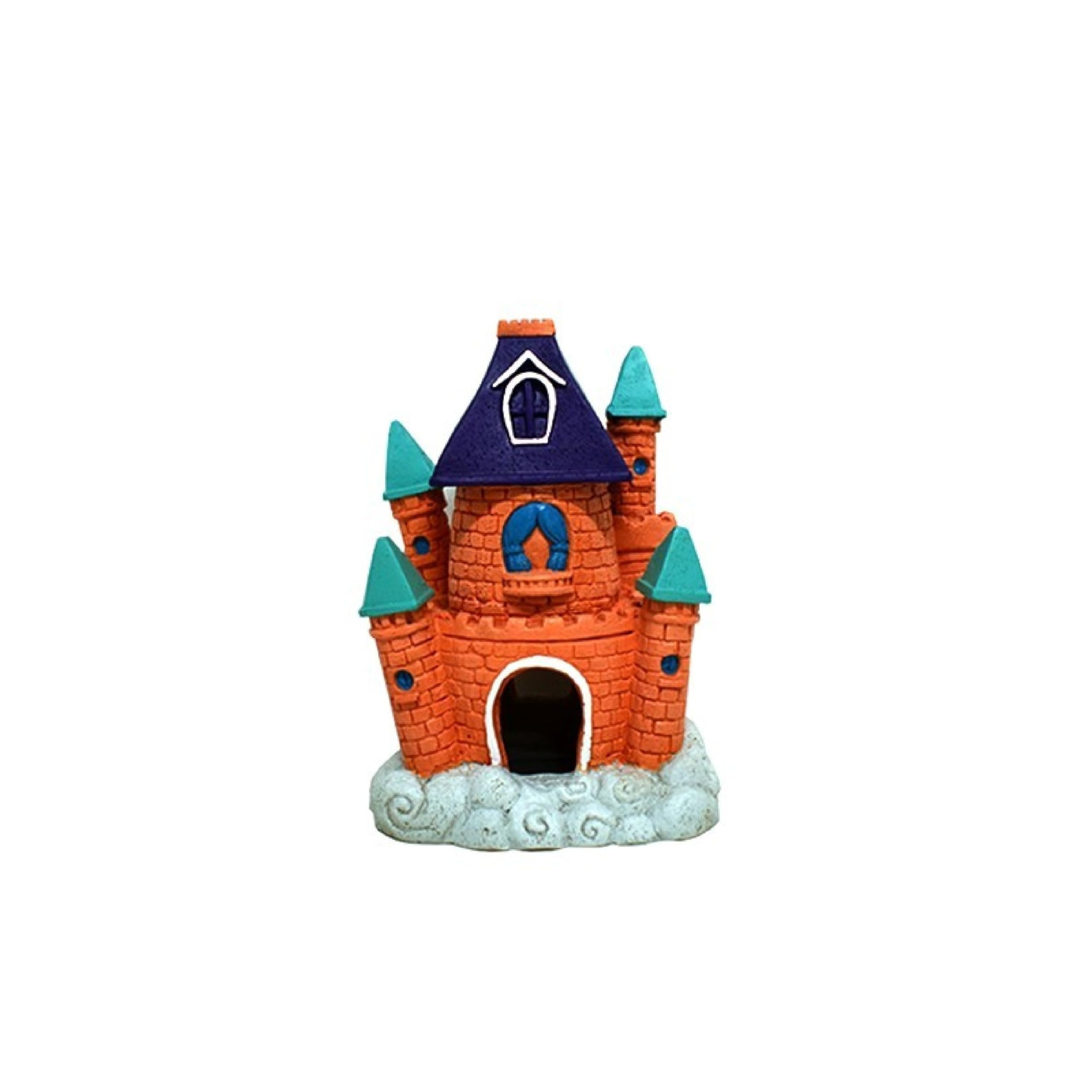 CLASSIC Cartoon Castle Aquarium Ornament 110 x 92 x 148 mm Hand-Painted Non-Toxic Resin Decoration for Freshwater Tanks