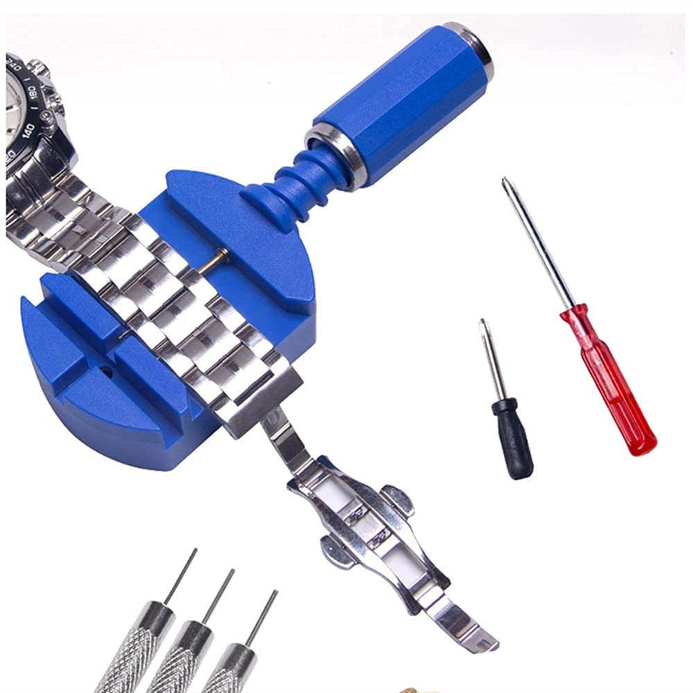 Reparación de relojes Kit de ajuste de removedor de pasadores de pulsera de correa de reloj de 16 piezas, kit de herramientas de almacenamiento de mantenimiento de barra de resorte Kit de herramient