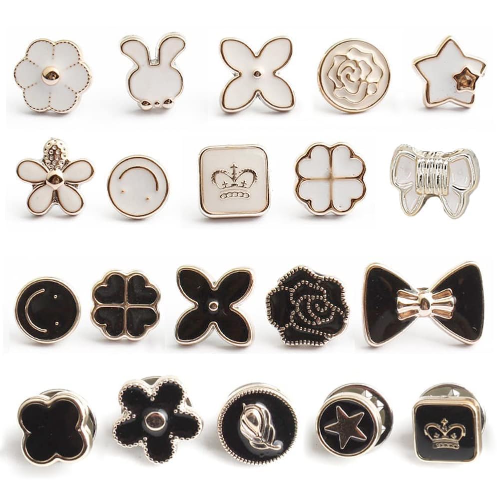 Shirt Brooch Buttons for Women | No-Sew Button Pins for Shirts & Jeans | Instant Waist Tightener Safety Pins Blouses, Pants & Dresses-image-36