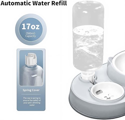 Miniatura 4 de Marchul Cuenco 3 en 1 para gatos, juego de cuencos de cerámica para alimentos y agua, diseño inclinado en 15°, para gatos de interior, perros