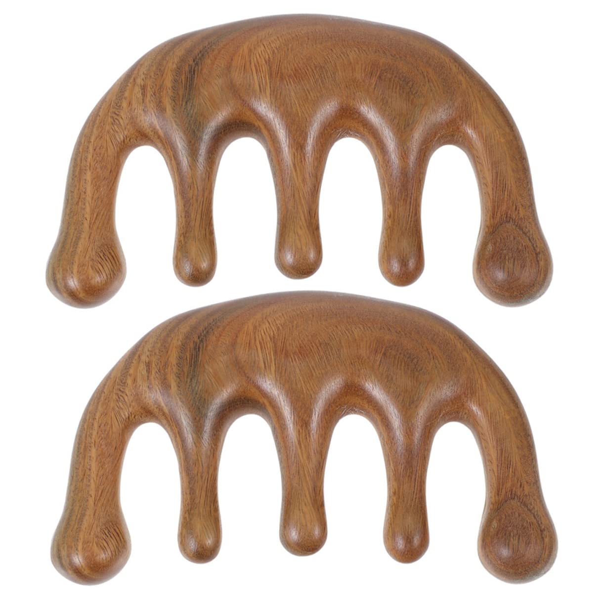 Baluue 2pcs Green Sandalwood Massage Comb Scalp Comb