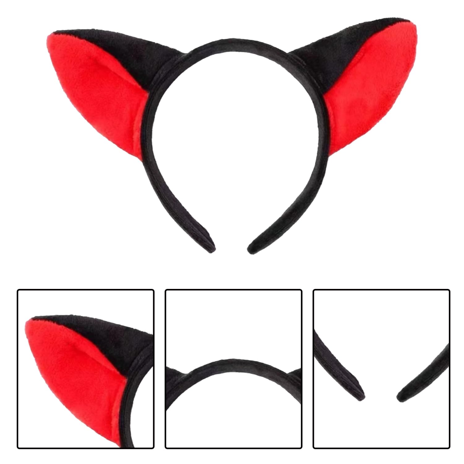 Bohue 2 Pieces Fox Ears Headband Cartoon Fox Halloween Hair Hoops Plush Animal Ears and Horns Headband Halloween Costumes Cosplay Party for Adult (White) - Image 2
