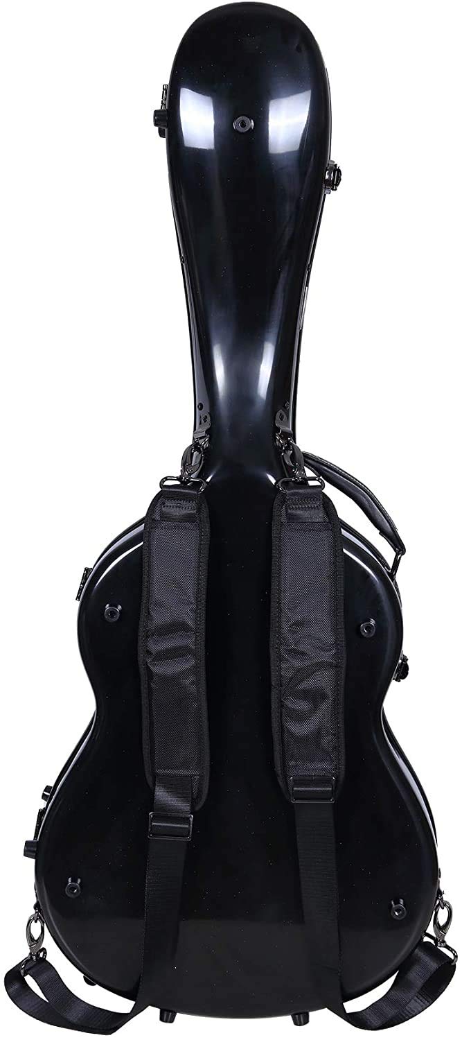 Crossrock Deluxe en Fibre de Verre pour Guitare Classique, Pleine Taille 4/4 - Noir (CRF2021CBK)