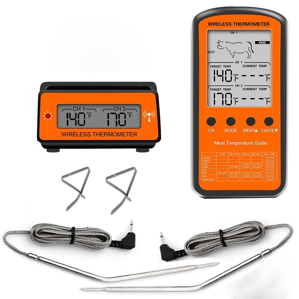 SagaSave Termometro digitale per carne, doppia sonda elettronica, termometro digitale da cucina, per bevande calde, carne, grill, barbecue