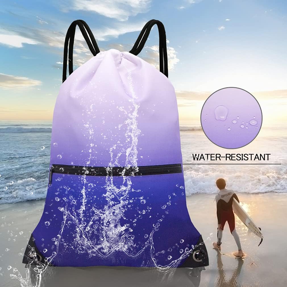 HOLYLUCK Drawstring Backpack Bag Sport Gym Sackpack Gradient Purple image 5 of 5 B09CDCFDF7
