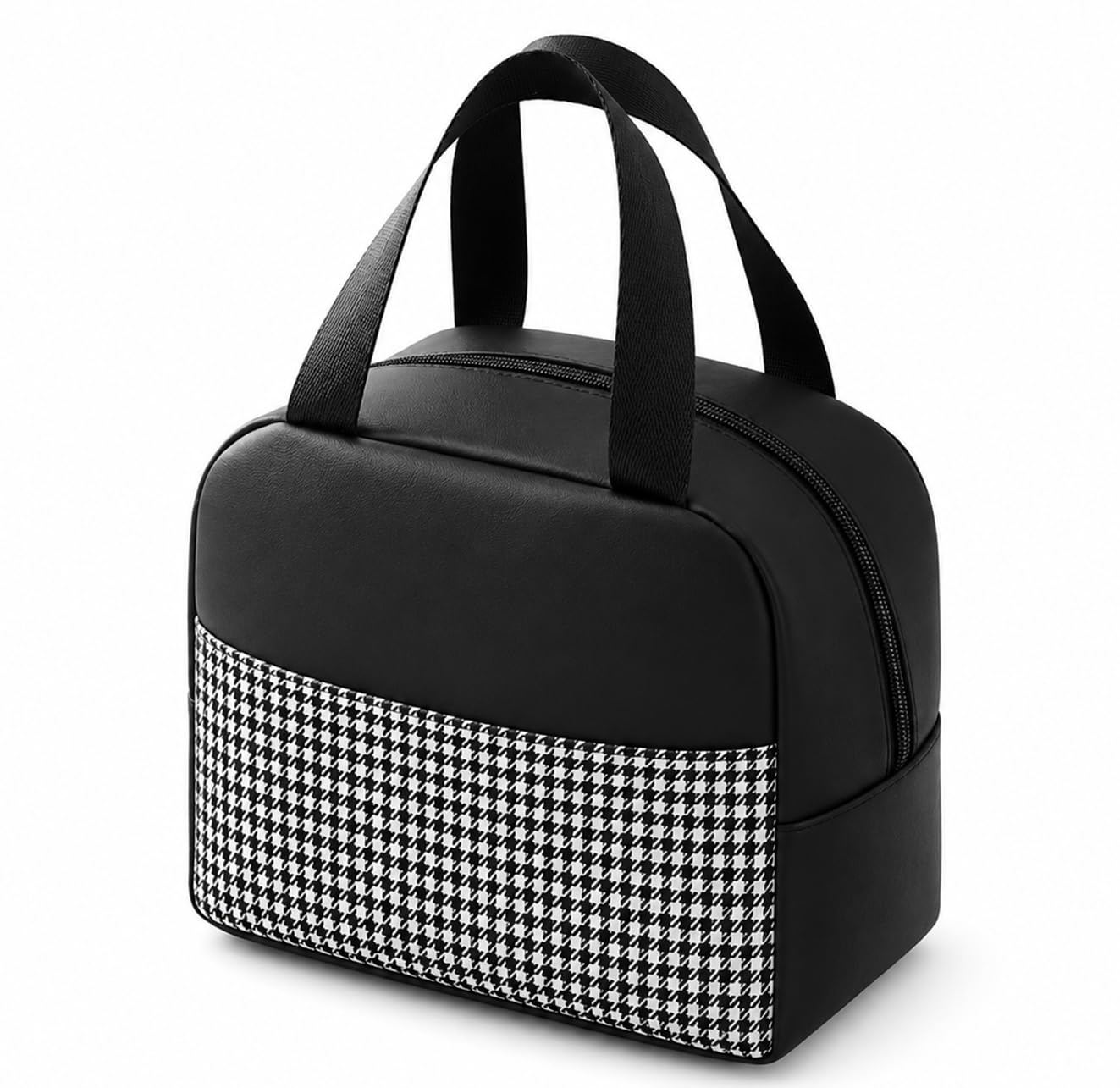 Theona Insulated Lunch Bag for Women & Kids | Premium PU Leather Lunch Tote Bag | Reusable Thermal Lunch Box Carrier for Office, School, Picnic & Travel (23 x 20 x 14 cm) (Black, Aura)-image-40