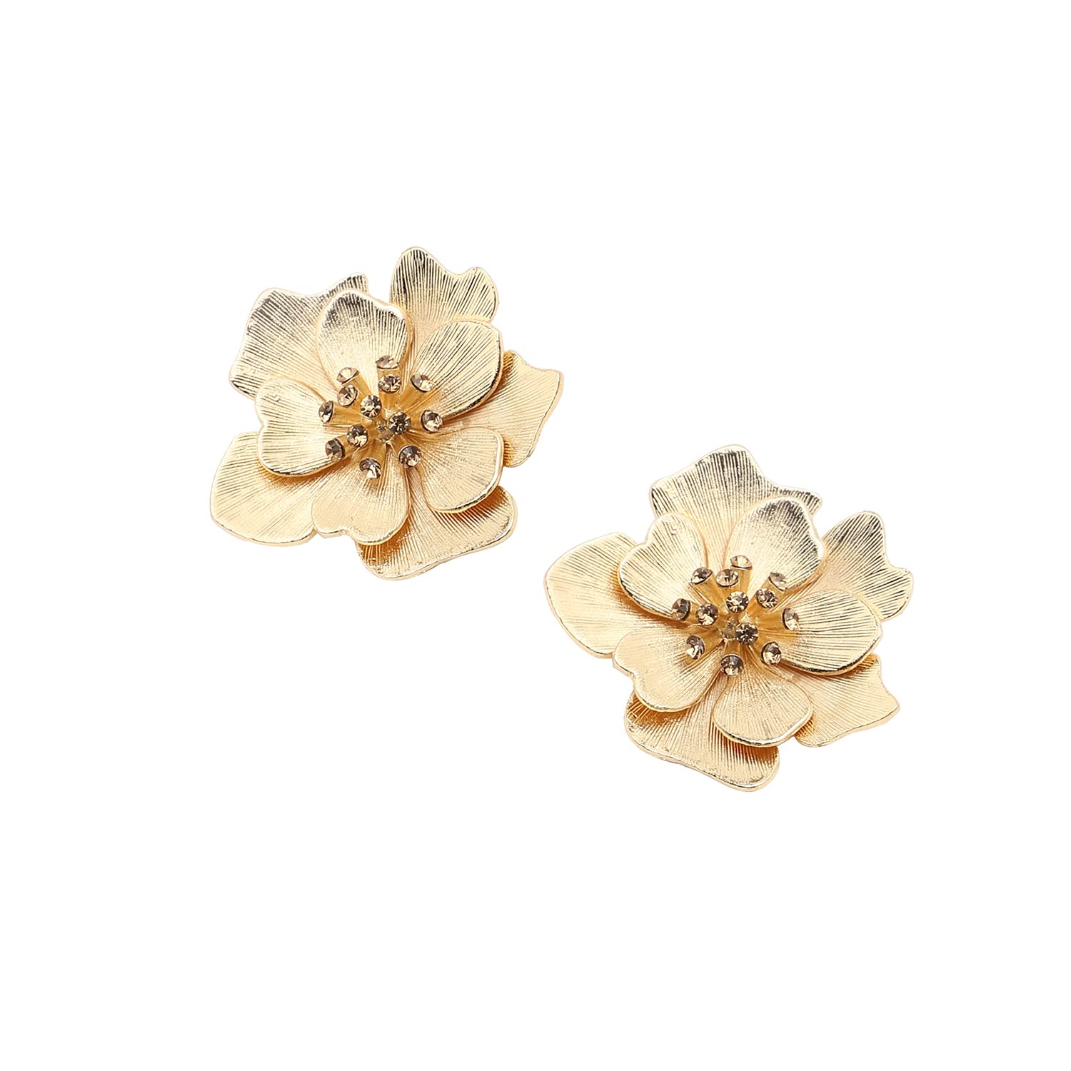 SOHI Gold Flower Stud Earrings for Women, Ear Studs For Women, Indo western, Lightweight, Push Closure, Crystal Earrings, Alloy,Imitation, Cute Earrings (4353) (B0BRJNBZRS) Amazon Price History, Amazon Price Tracker
