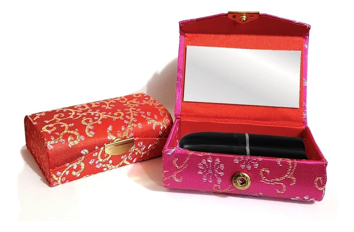 PINDIA PU 2 Pcs Ladies Fancy Lipstick Case Holder with Mirror Storage Travel Organizer Purse (Random Color)-picture-46