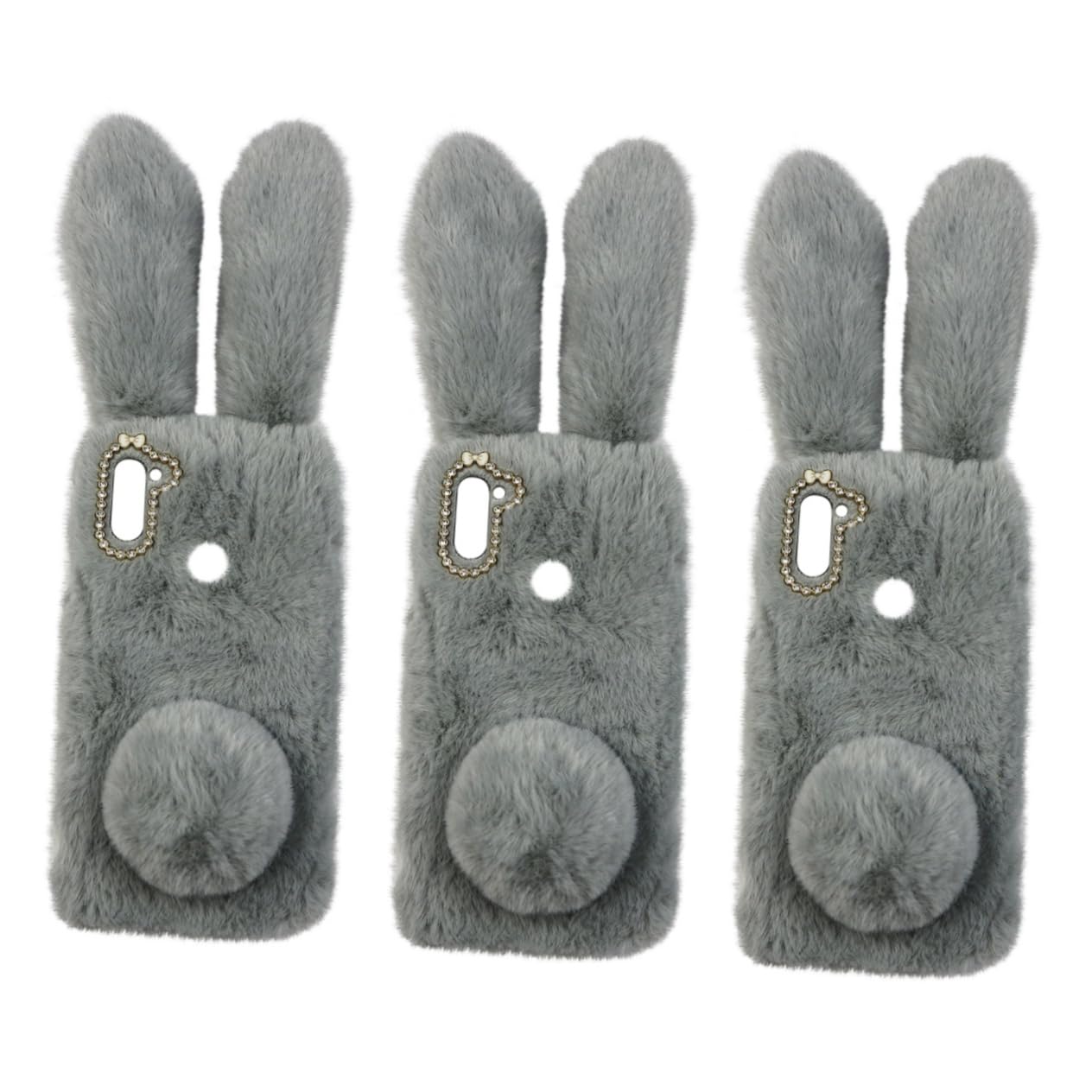 Uonlytech 3piezas Funda De Teléfono De Diseño De Conejo y Creativa Protección De TPU y Pelo De Conejo Compatible Acceso Fácil Puertos y Controles