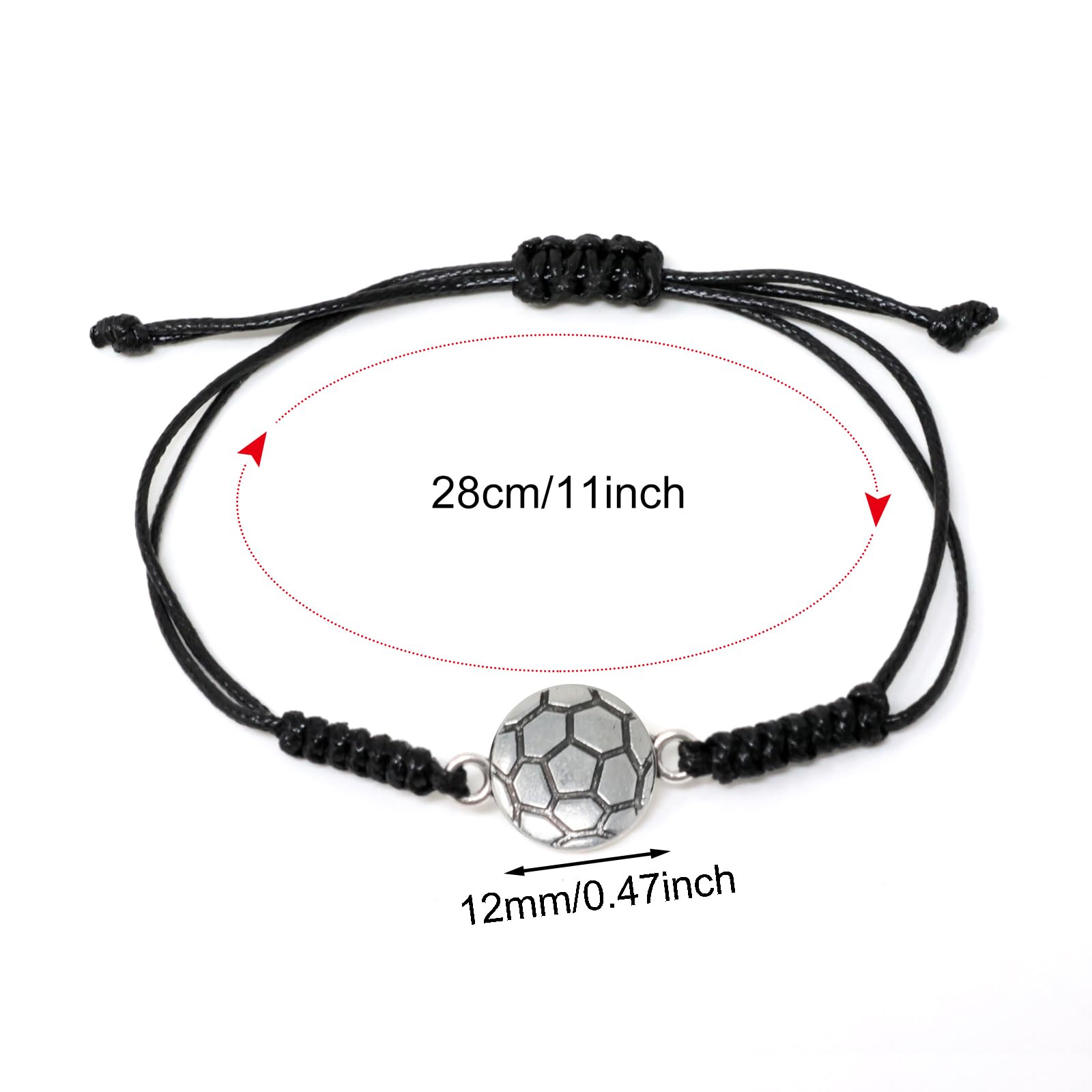 Honbay 10PCS Adjustable Braided Rope Bracelets Soccer Charms Bracelets Alloy Soccer Woven Cord Bracelets Inspirational Sports Ball Bracelets Sports Party Favors Sport Team Gifts