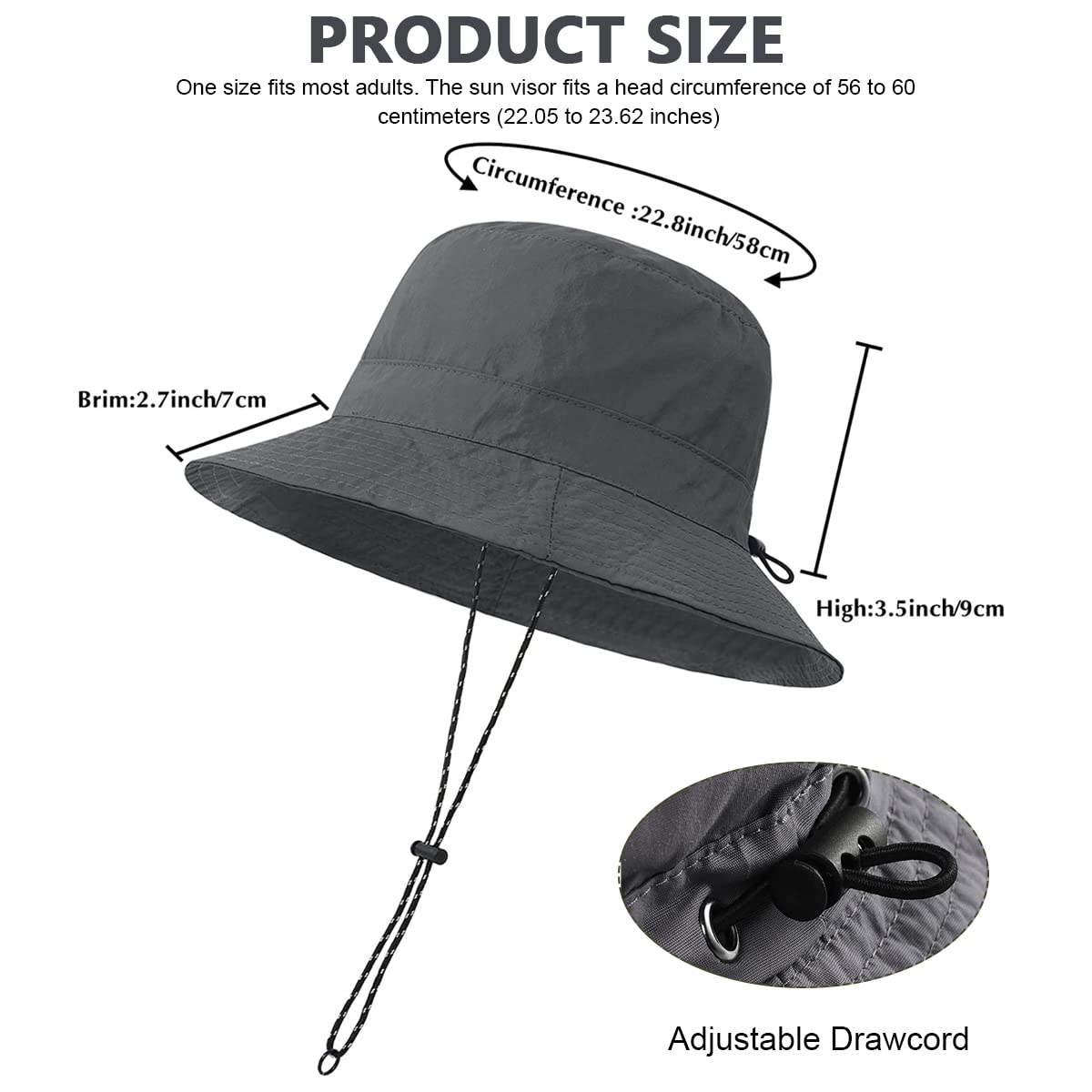 GUSTAVE® Sun Hat For Man Women Lightweight Bucket Hat Folding Pocket