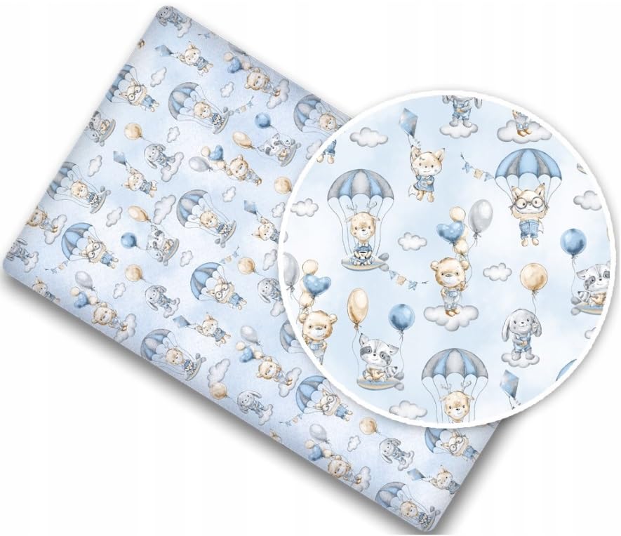 BABYMAM Baby Fitted Cot Bed Sheet Printed 100% Cotton Mattress 140x70cm Walk in the Clouds