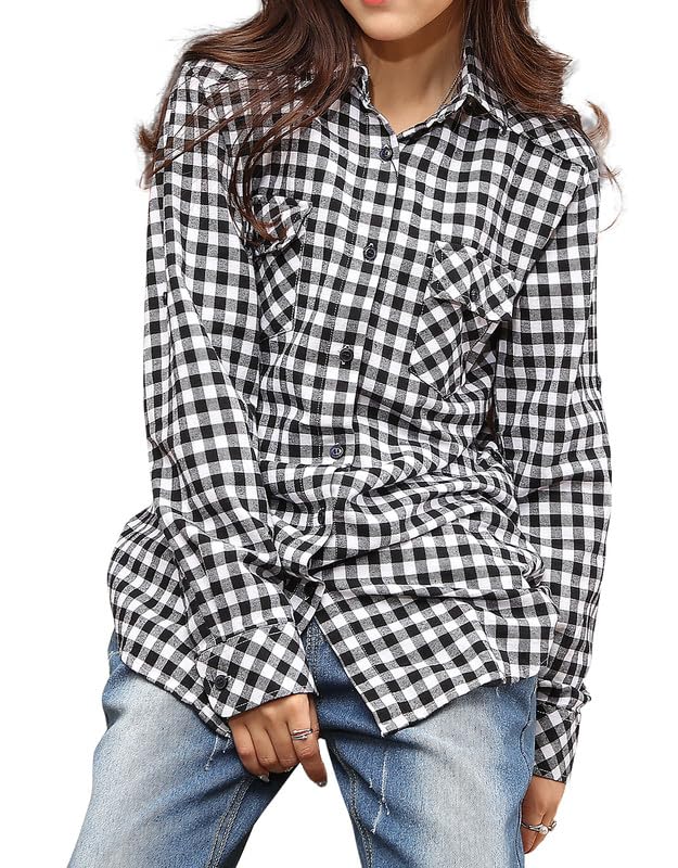 Image of Match Women's Long Sleeve Plaid Flannel Shirt #2021