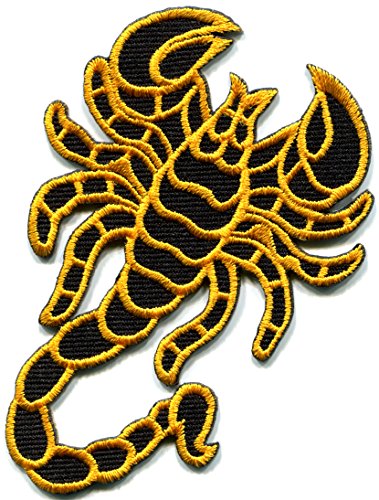 Gold Scorpion Tattoo Biker Embroidered Applique Iron-on Patch New by TKPatch