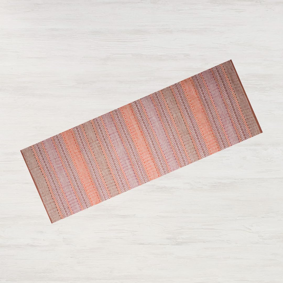 Jute & Co. Tappeto 100% Cotone Naturale, Colore Beige, con Fantasia Tessuta a mano, Lavabile in Lavatrice, 55X140cm
