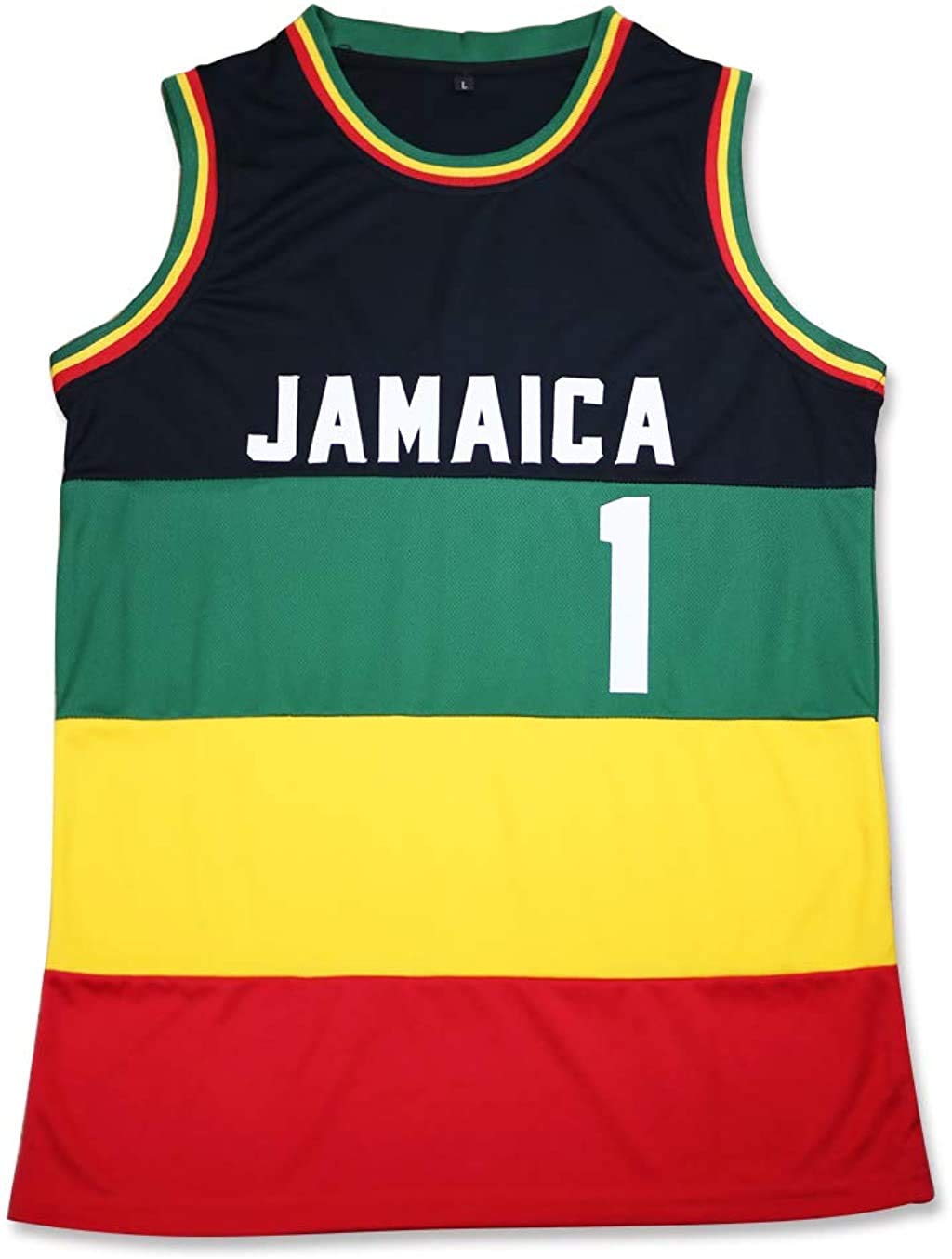 borizcustoms Jamaica 1 Basketball Jersey Stitch Rasta Stitch (50) Black