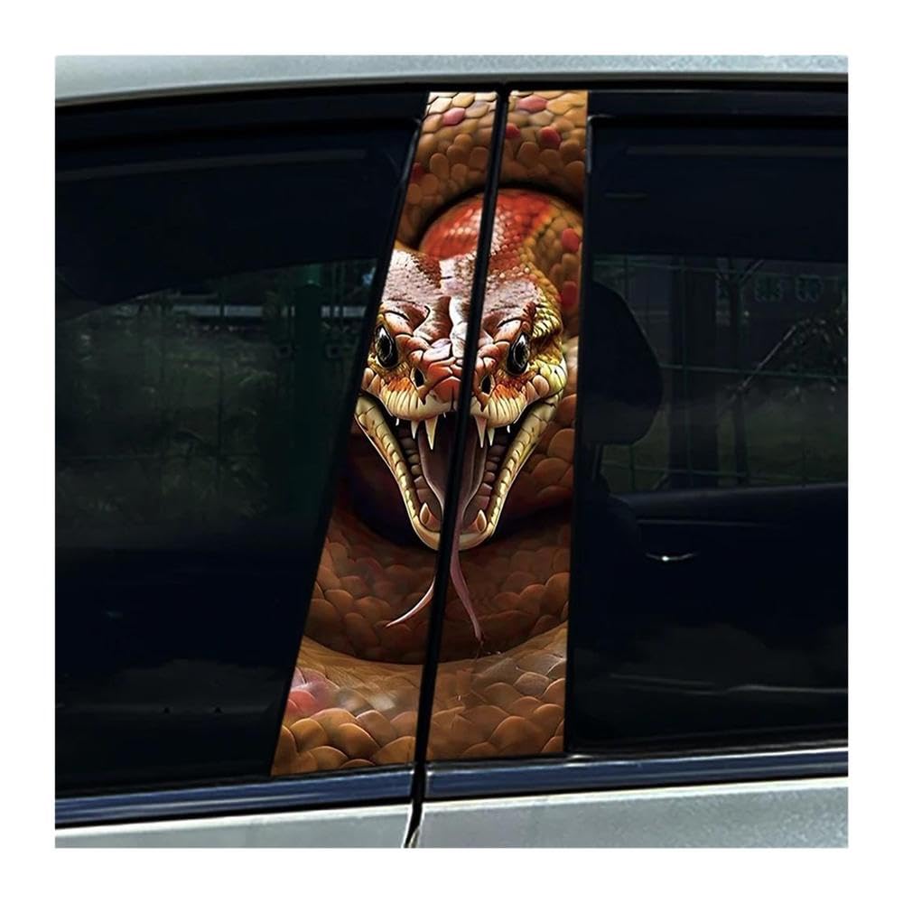 Decorative Items 2PCS Car Center Pillar Sticker Viper Snake Medusa B Pillar Protective Film Decoration(B)