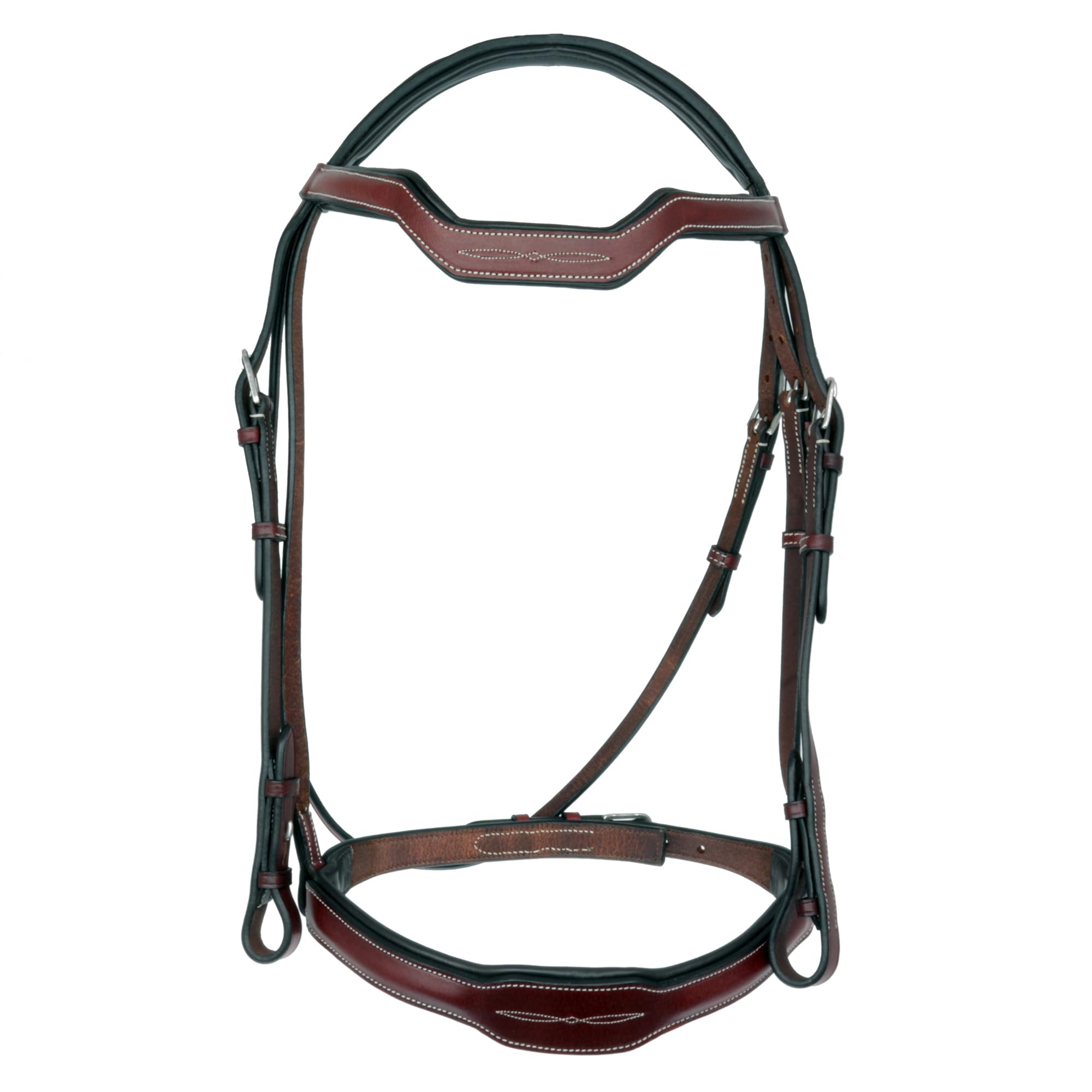 Grewal Equestrian Santorini Leather Snaffle Bridle, English Horse Tack (Black, Oversize)