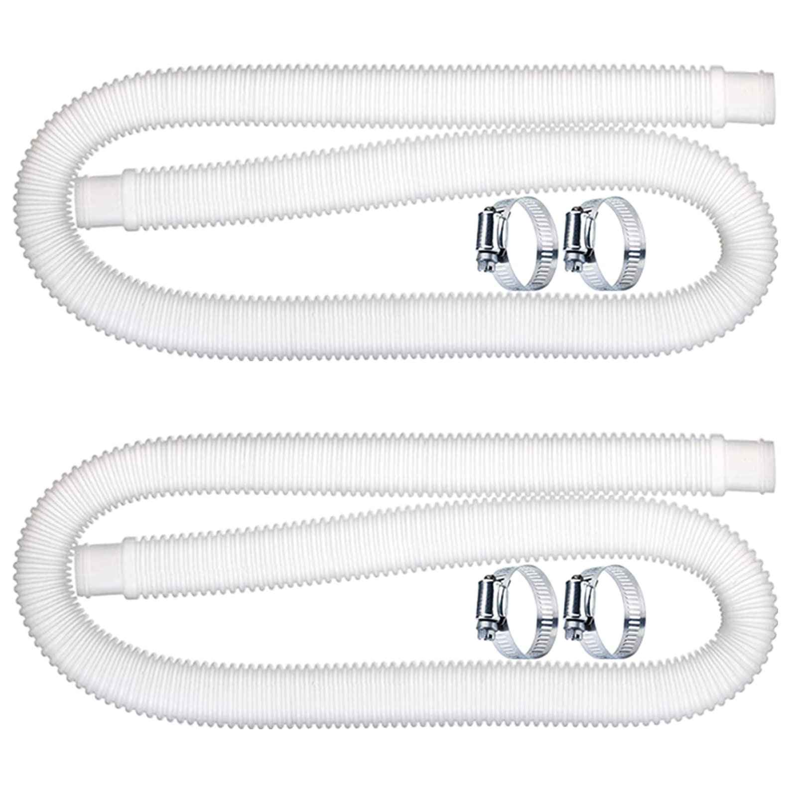 2 Piezas Manguera Piscina 32mm, 1,5m de Largo, con 4 Abrazaderas Metal