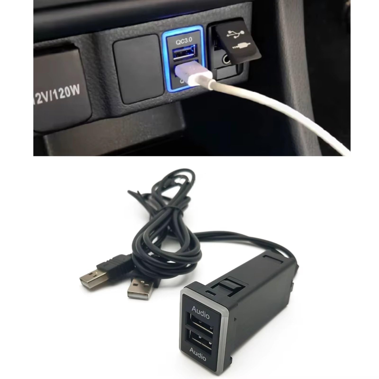 Console Centrale À Port USB Compatible Avec Toyota Pour Camry Pour Prius Adaptateur Double Port Audio Disque U Prise Flash Lecture Musique Interface USB AUX voiture