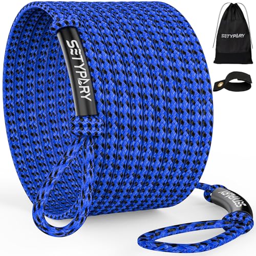 SETYPARY 4K 60FT Boat Tow Rope for Tubing, Fits 1-4 Person Towable Tubes Boating, Heavy-Duty Floating Tube Tow Rope for Watersports (Blue & Black)