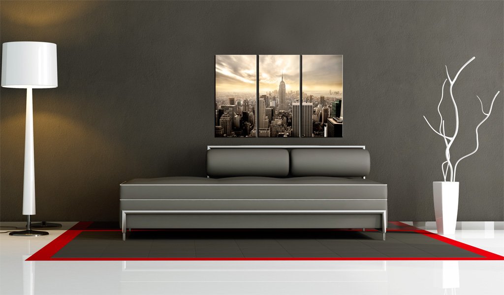 artgeist Acoustic Canvas Wall Art New York 47x31 in - 3pcs Picture with Acoustic Foam Sound Print Artwork Room Acoustics Soundproofing 9020130