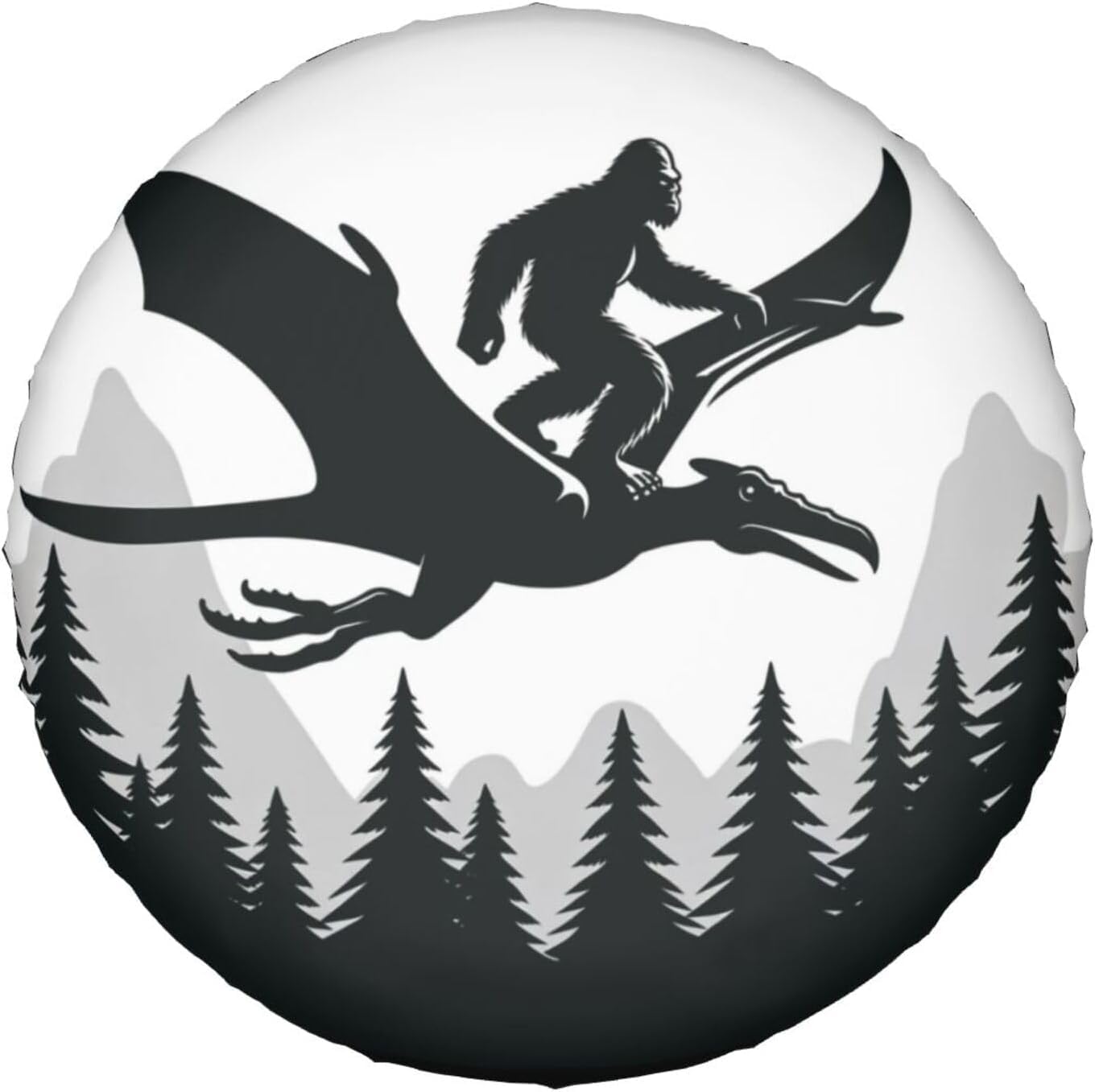 Funny Bigfoot Riding Dinosaur Spare Tire Cover for SUV RV Camper
