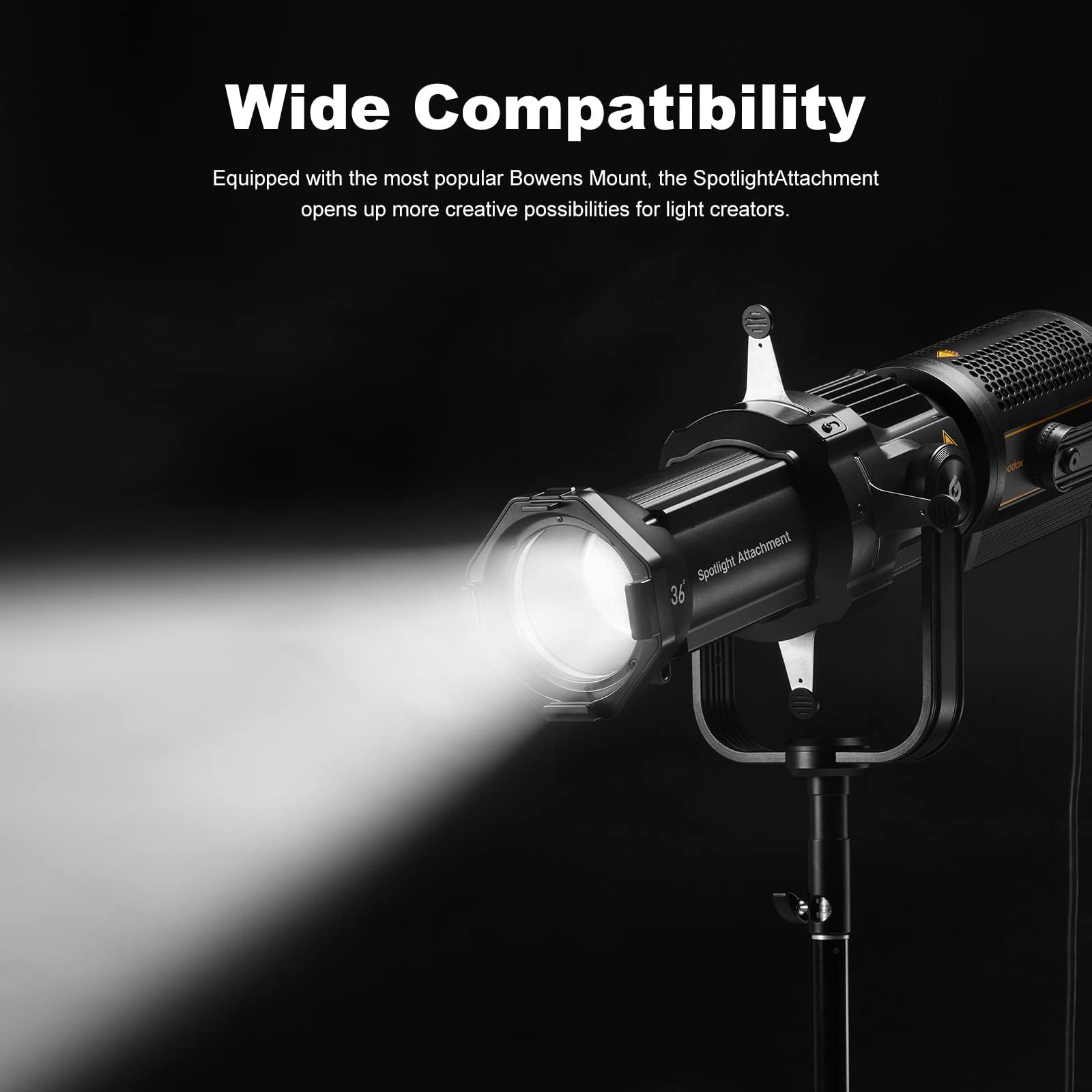 Godox Spotlight Attachment Kit, konischer Snoot mit 36° Projektionslinse und 9 Gobos für Bowens Mount Flash Speedlite, Studio Strobe Monolight, Fotografie LED Licht und Video Licht (VSA-36K)