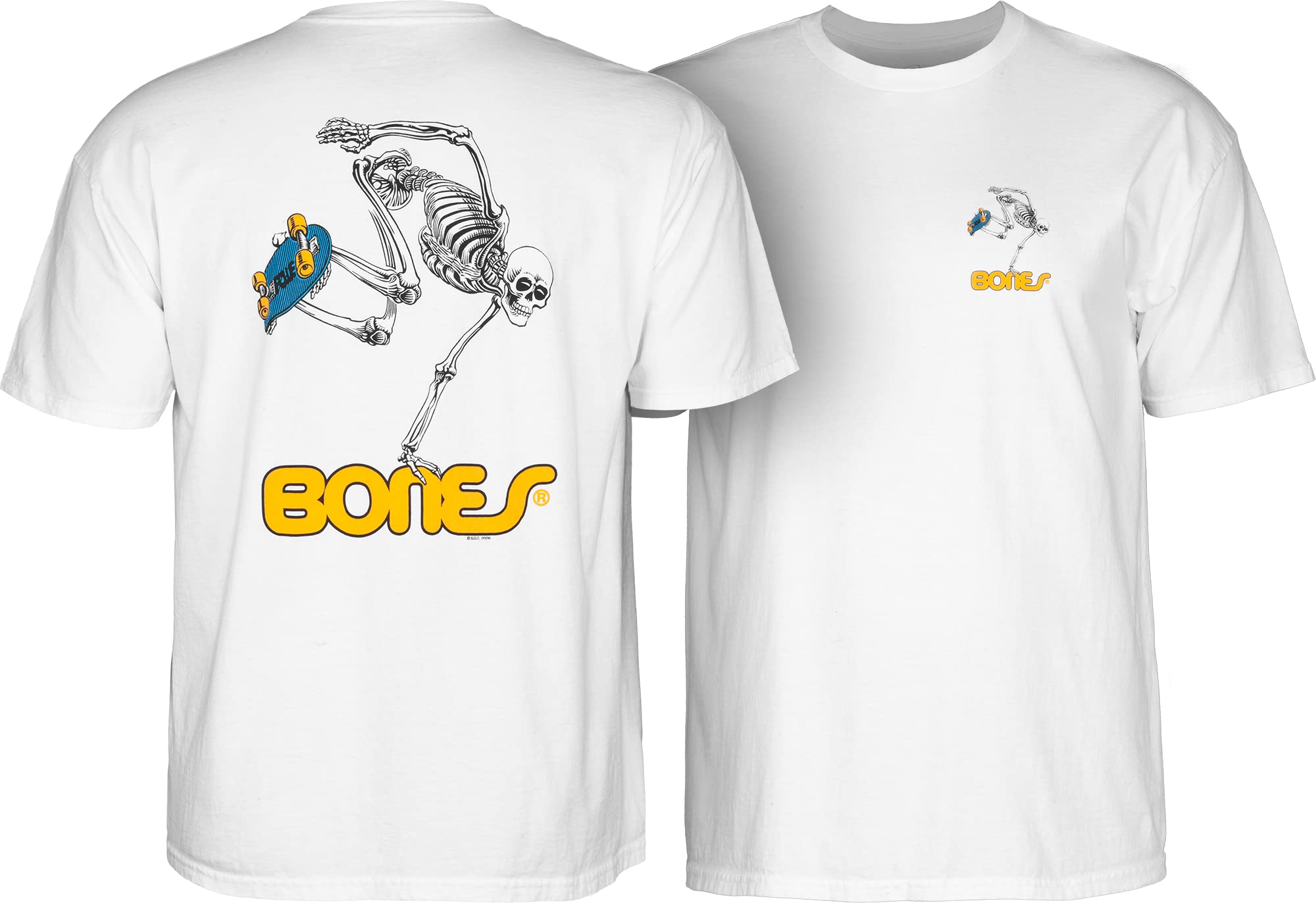 Powell-Peralta Skateboard Skeleton T-Shirt, White, Large