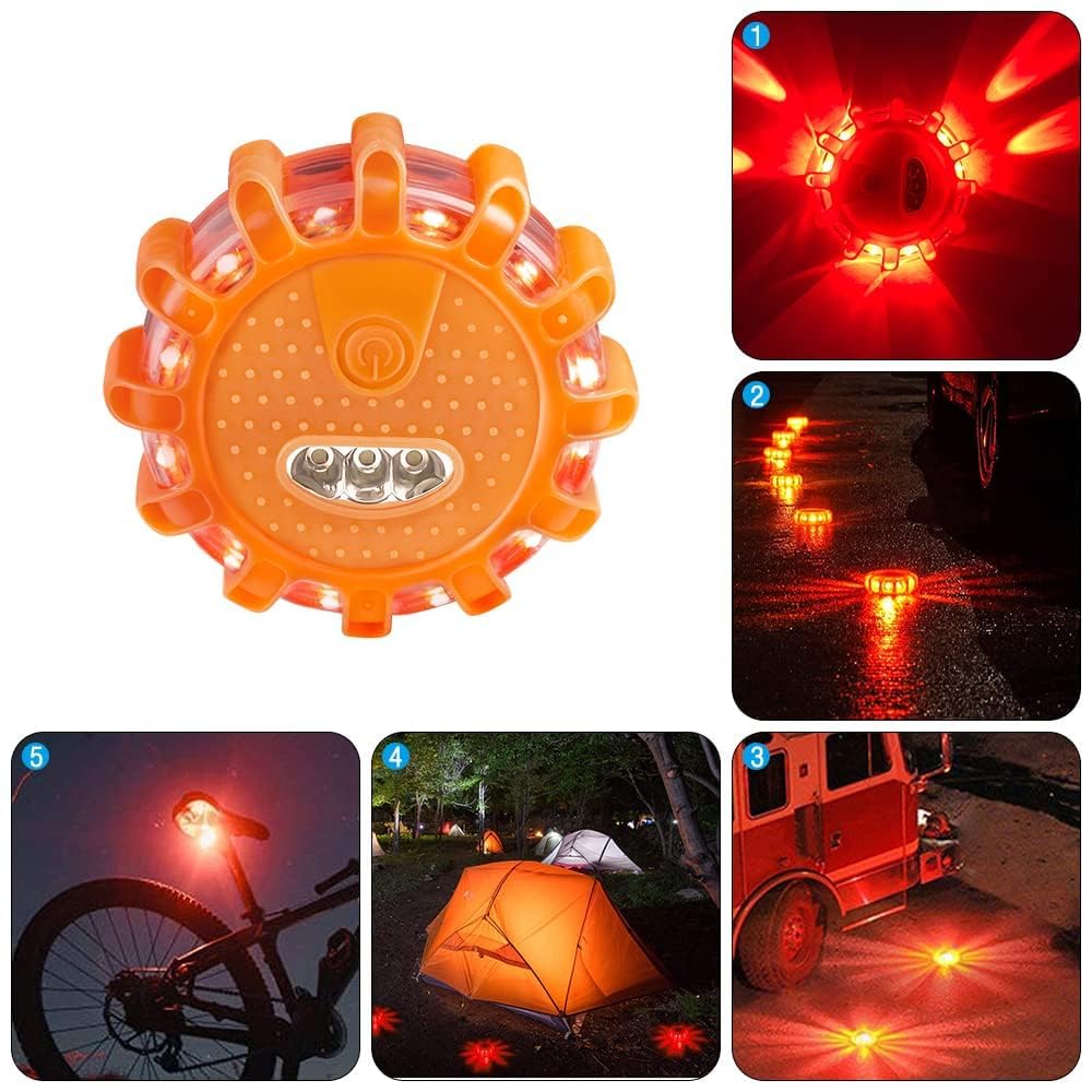 LED Warnleuchte mit 9 Blinkend Leuchtmodi, Warnleuchte mit Magnet und Haken, Warnleuchten Wasserdichte Set mit Kits und Ladezubehör