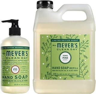 MRS. MEYER'S CLEAN DAY Liquid Hand Soap Variety Pack Scent, 33 OZ Refill + 12.5 OZ, 1 CT (Iowa Pine)