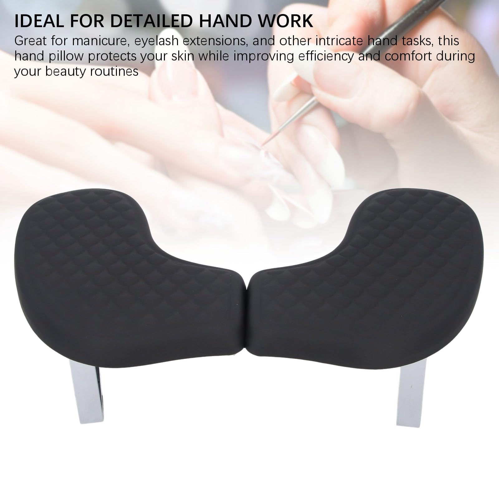 Cryfokt Reposabrazos para Uñas Cojín de PU Suave en Forma de U para una Cómoda Experiencia de Manicura en Casa o Salón 2 Unidades (BLACK)