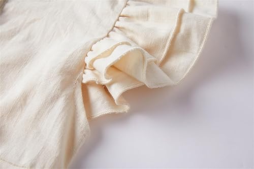 Miniatura 5 de Niyage Vestido de manga con vuelo para niñas, vestidos casuales elegantes con volantes y botones