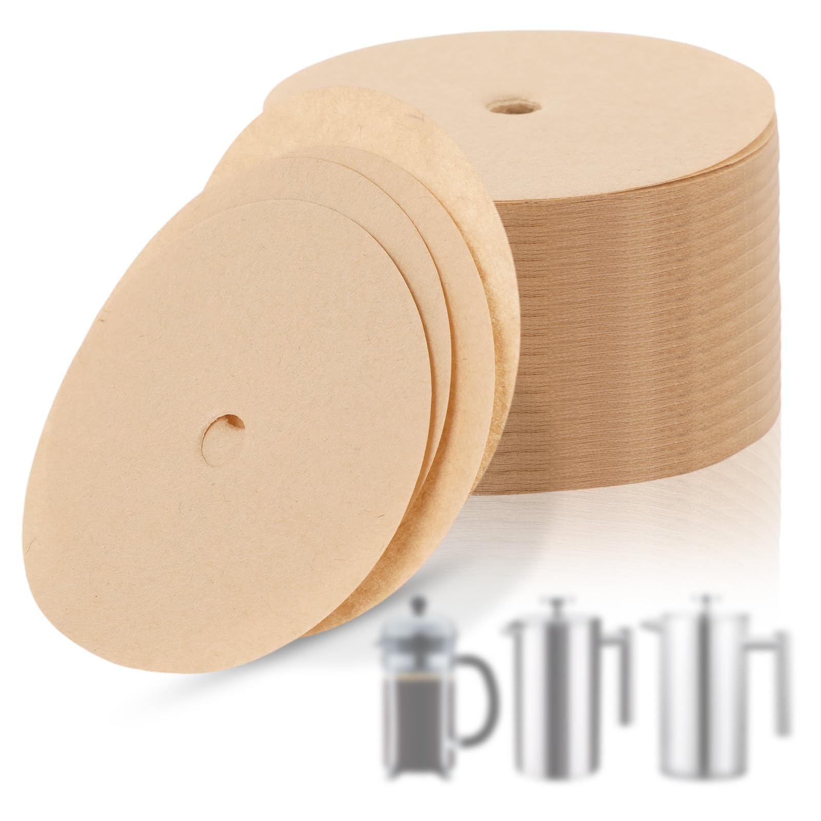 Photo 1 of 100pcs Paper Coffee Filters for Mueller French Press 34oz, Perforated Brown Percolator Pot Filter Paper Replacements Compatible with Mueller Secura Veken Coffee Maker