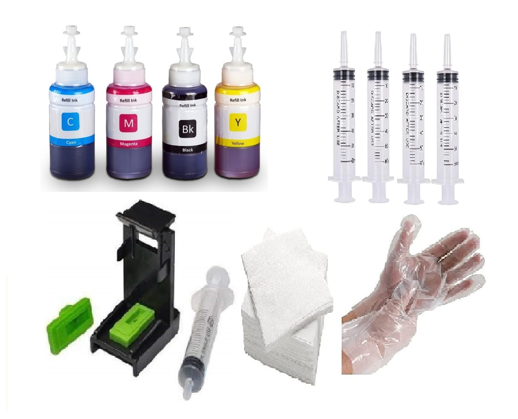 Inkstore Refill kit Set Dye Ink for HP Cartridge 805, 803, 680, 678, 682, 818, 802, 901, 703, 704, 46, 21, 22, 27, 28, 56, 57, Canon 88, 98 Cartridges 4 Refill Ink Bottle Full Set