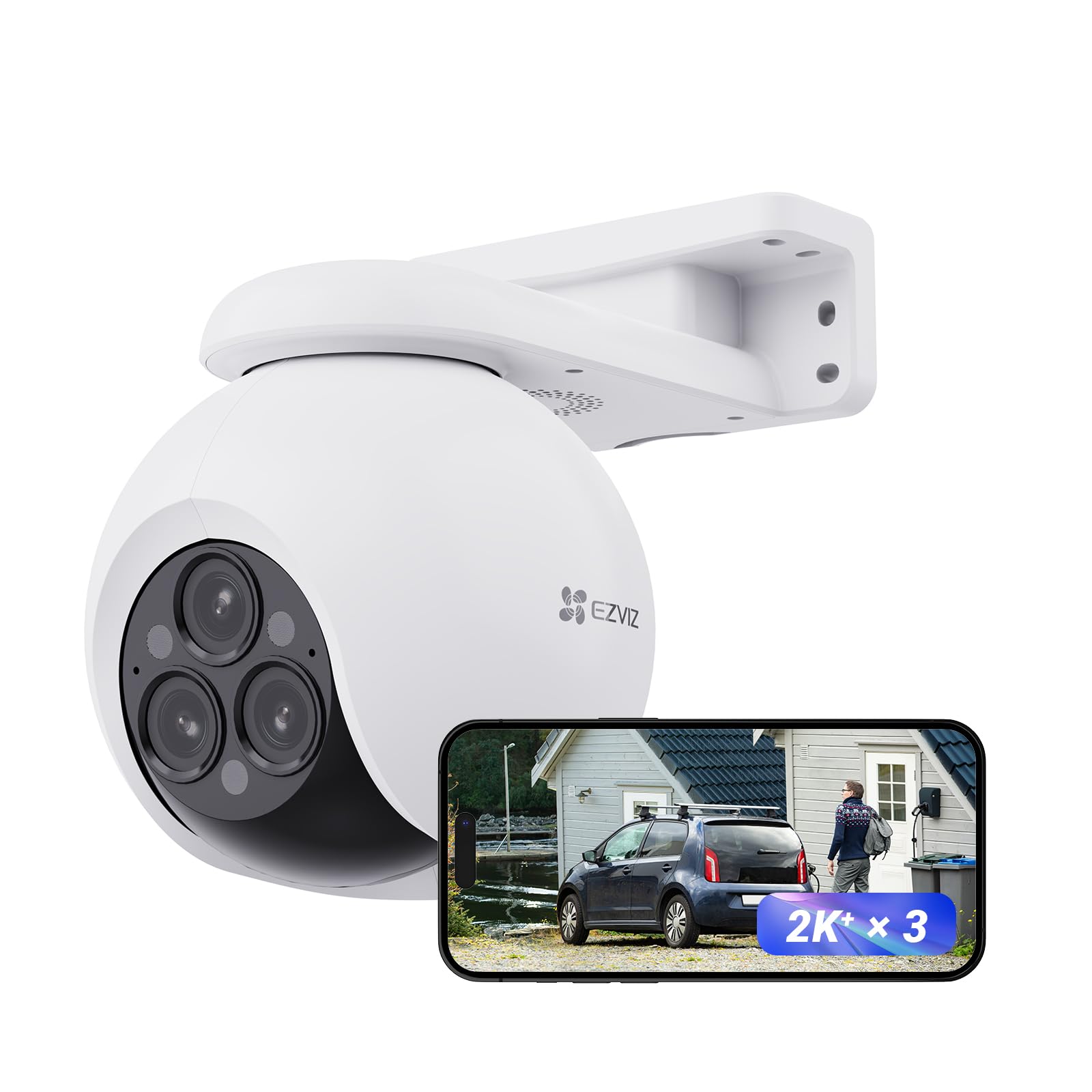 EZVIZ Caméra de surveillance extérieure Triple objectif 4MP – 2K+, zoom hybride 12x
