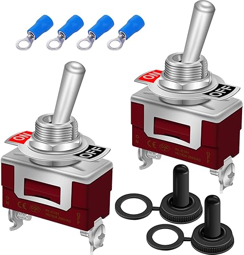 weideer 2 interruptores de palanca de 12 V 30 A encendidoapagado 2 pines 2 posiciones SPST interruptor impermeable con terminales de tapa