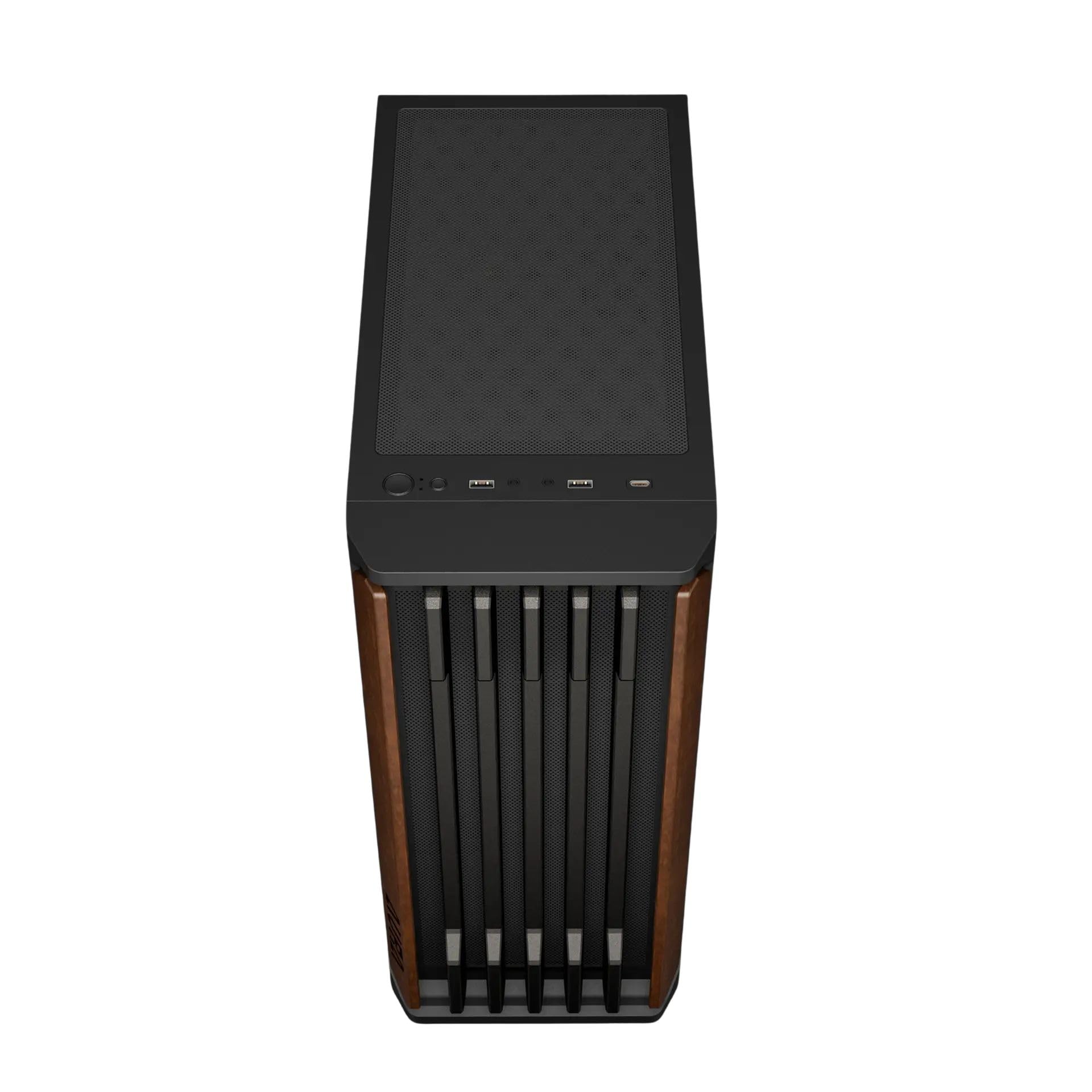GAMDIAS AURA GC11 WOOD ATX - Carcasa para PC de media torre para juegos, panel frontal de malla de nogal, 4 ventiladores de 120 mm, filtro magnético contra el polvo, vidrio templado, instalación sin