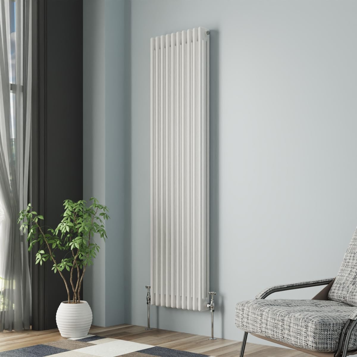 Nrg White 1800 X 470 Mm Gloss Column Radiators Vertical Cast Iron Rads