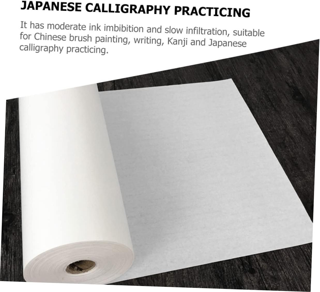 TEHAUX 1roll Thickened Rice Paper for Writing and Painting for Chinese Calligraphy Painting and Drawing Lightweight Moderate Ink Absorption for Beginners and Enthusiasts