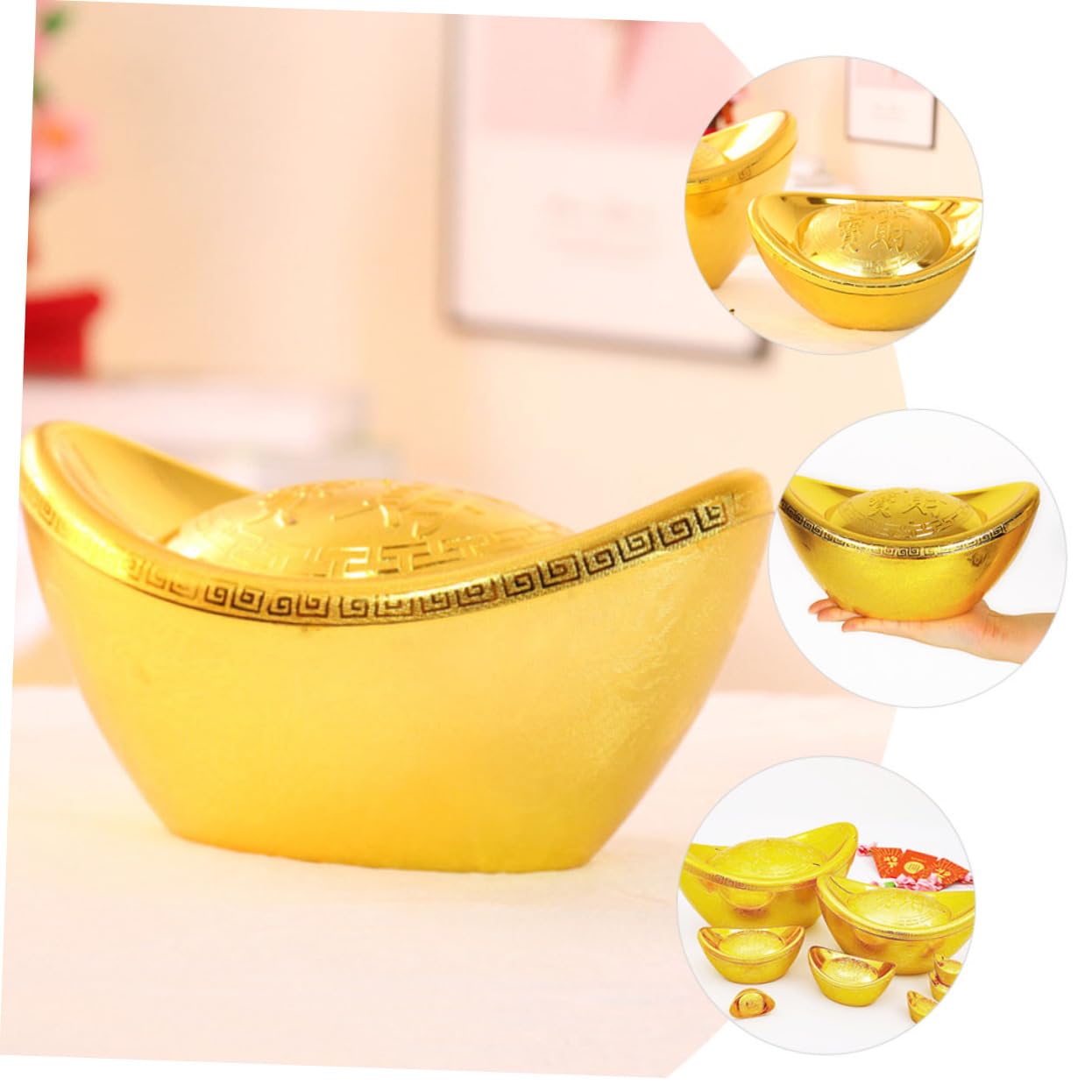 PRETYZOOM 3St kreative Dekoration mit Barrenbasis chinesische Dekoration Home Yuan bao schmuck chinesisch neujahr chinesische neujahrsdekoration tischdeko Tisch-Yuanbao-Mittelstück Plastik