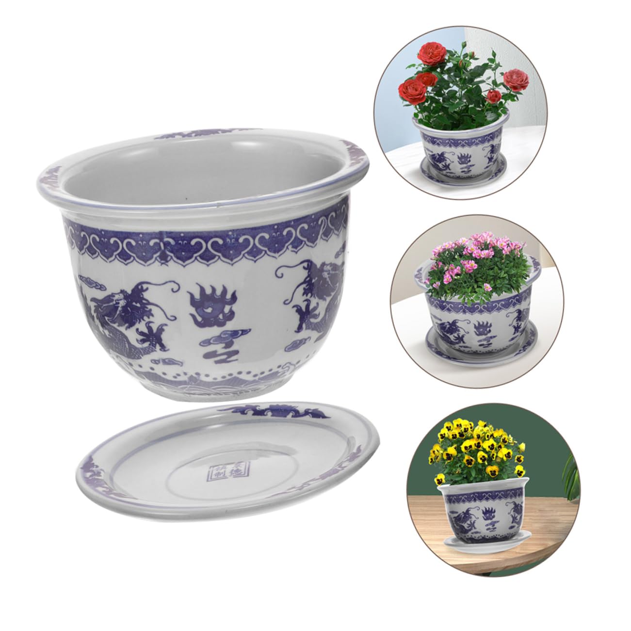 Fioriera Ceramica Decorativa Per Piante Grasse Vaso Ceramica Per Piccole Succulente Con Vassoio Design Nordic Per Casa e Ufficio