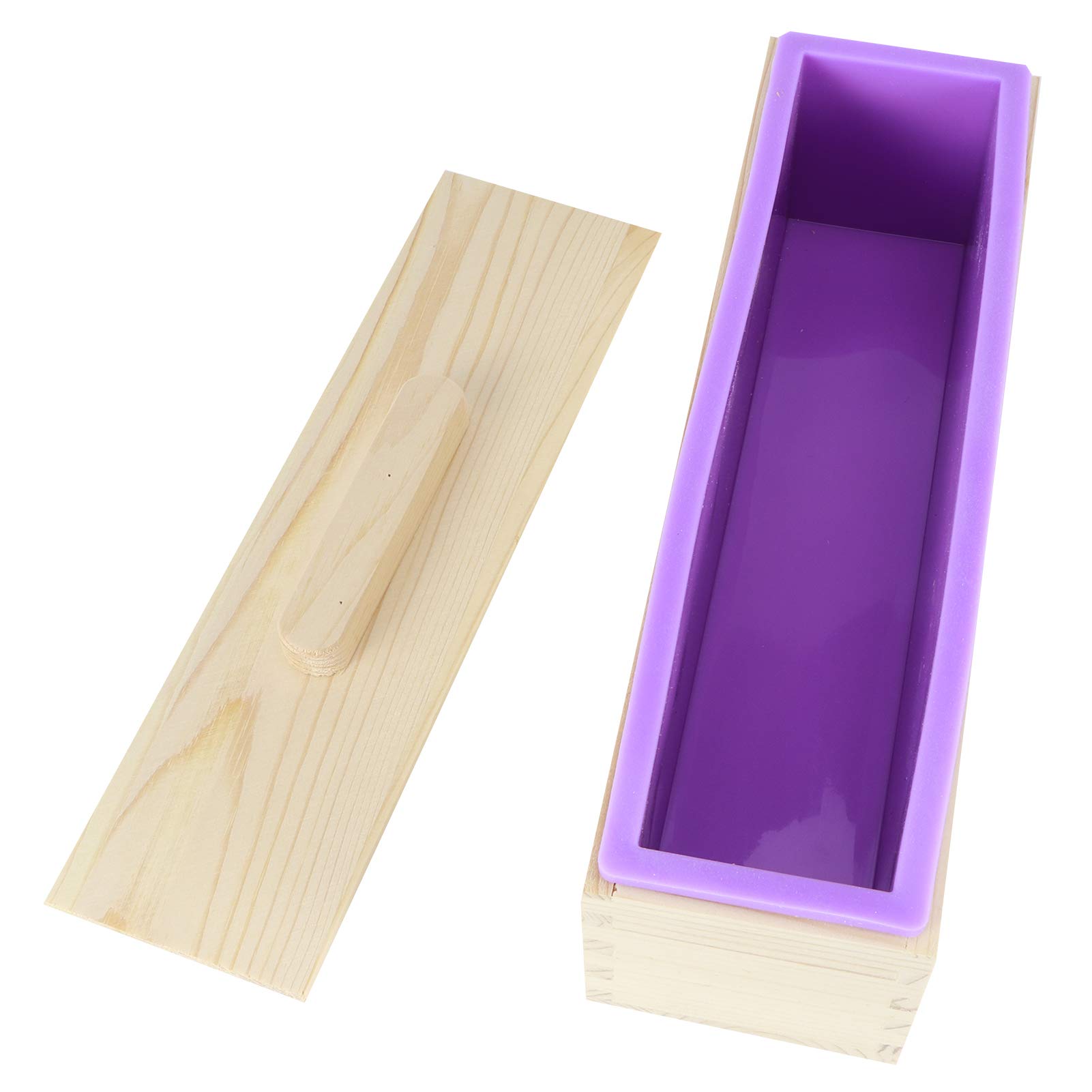 Garosa Molde de, Molde Cortador de de bambú con Máquina Cortadora de Alambre, Rebanador de Pan Hecho a Mano Ajustable para Hacer DIY, Vela, Pastel, Pan, Pizza, Uso, Púrpura (Set 1 (plato llano de