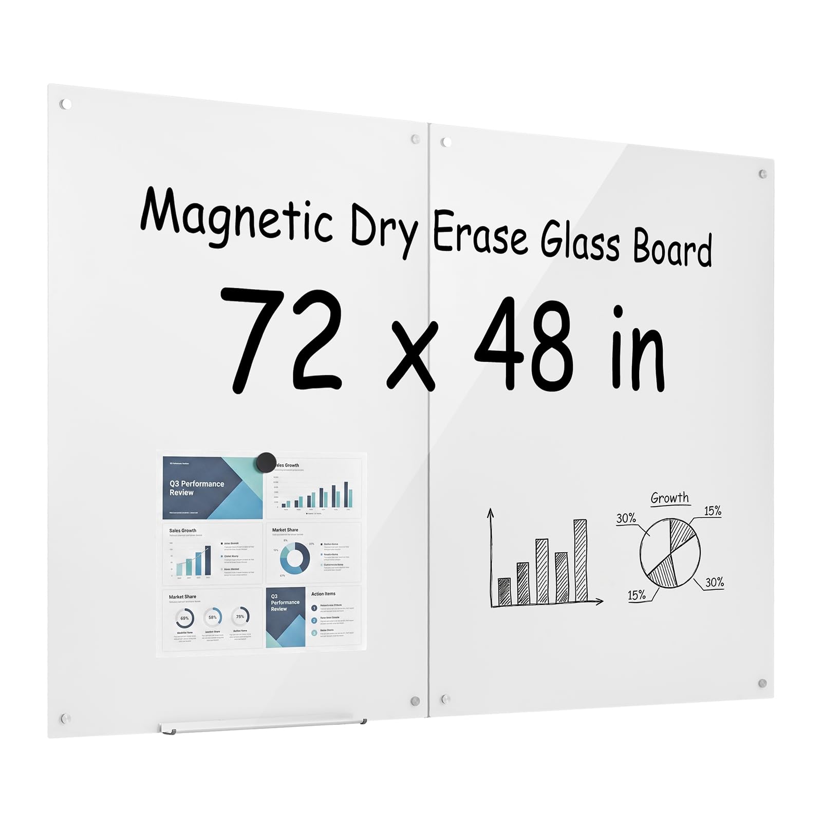 VEVOR Glass Dry Erase Board 72 x 48