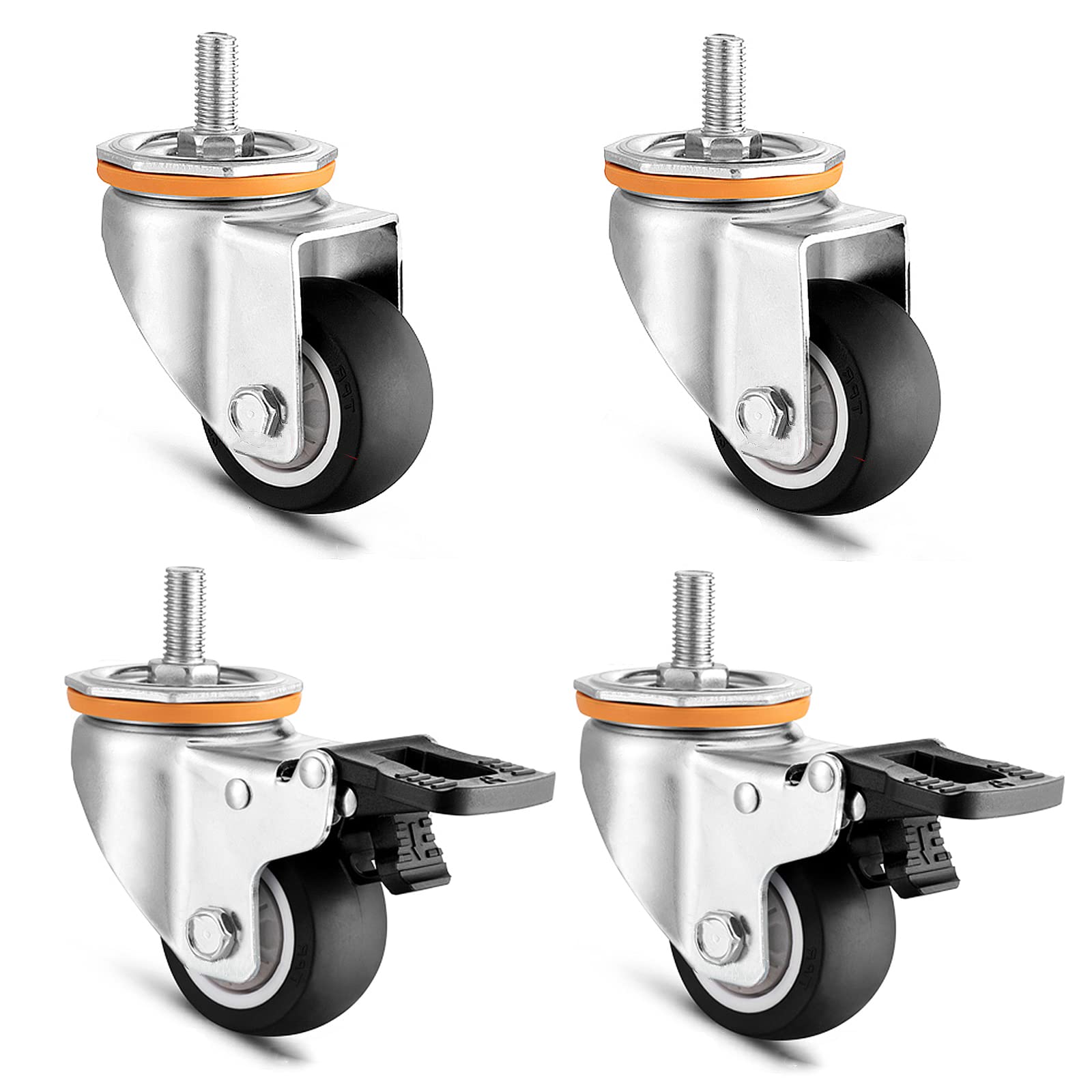 Roulettes pivotantes robustes pour meuble et chariot avec tiges M8 M10 M12 M16
