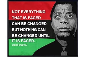 James Baldwin Quote with Black Leaders Wall Art Print - Motivational Classroom Poster
