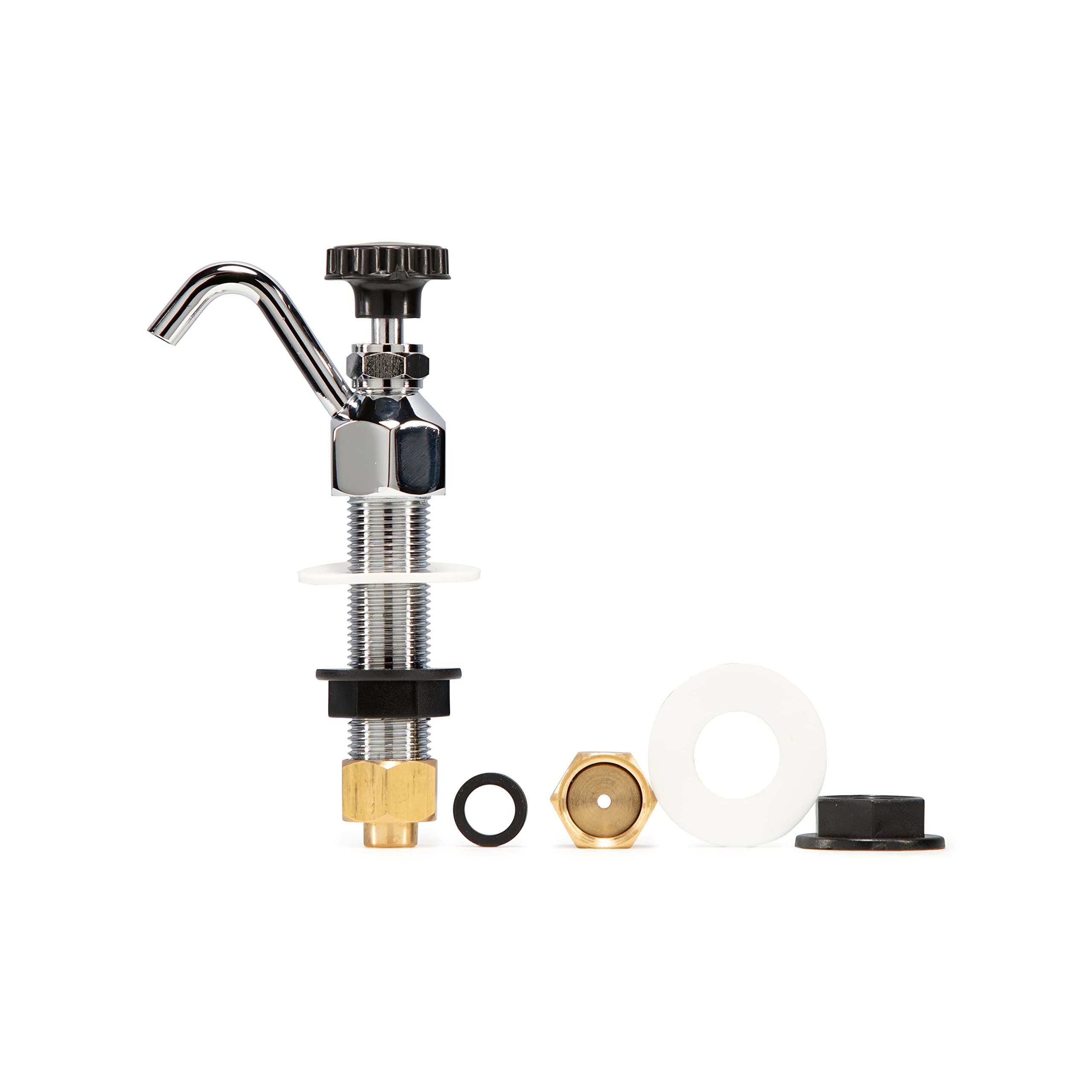 Dipperwell Kitchen Faucet, Commercial Kitchen Sink Faucet, Single Hole Kitchen Faucet with 0.40 GPM Adjustable Flow Valve, Easy Install Deck Mount, Chrome-Plated Brass Dipperwell Parts