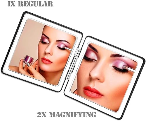 Miniatura 5 de Mpowtech Espejo cosmético compacto con aumento de aumento, espejos plegables de mano de maquillaje, espejo compacto pequeño de aumento de 2 x 1,
